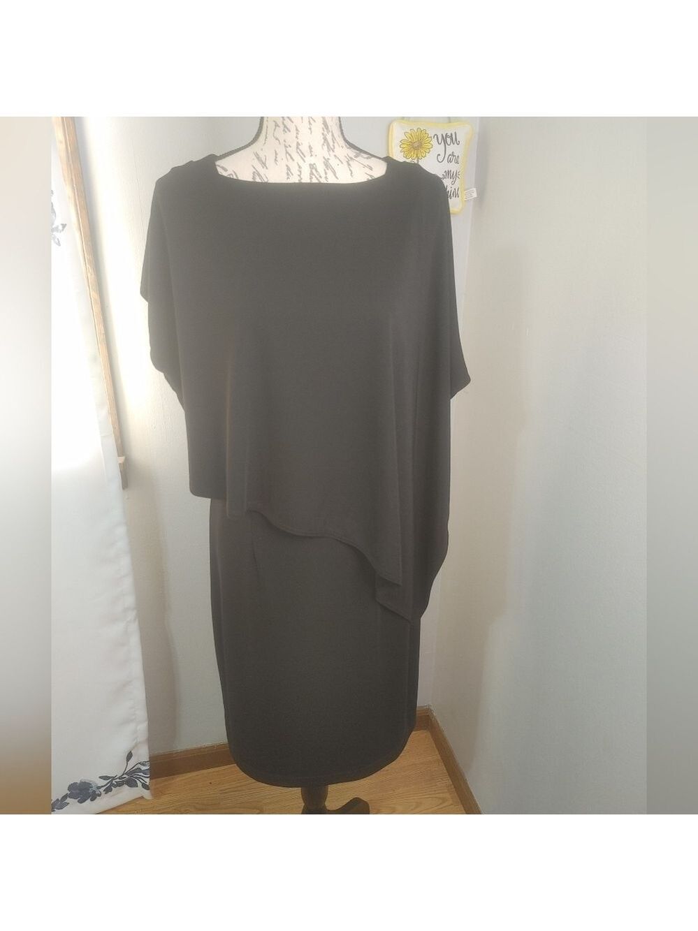 Vintage Joseph Ribkoff Black Two-piece Stretchy Cocktail Dress Size 10